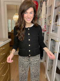 Juliette Gold Button Cardigan in Black
