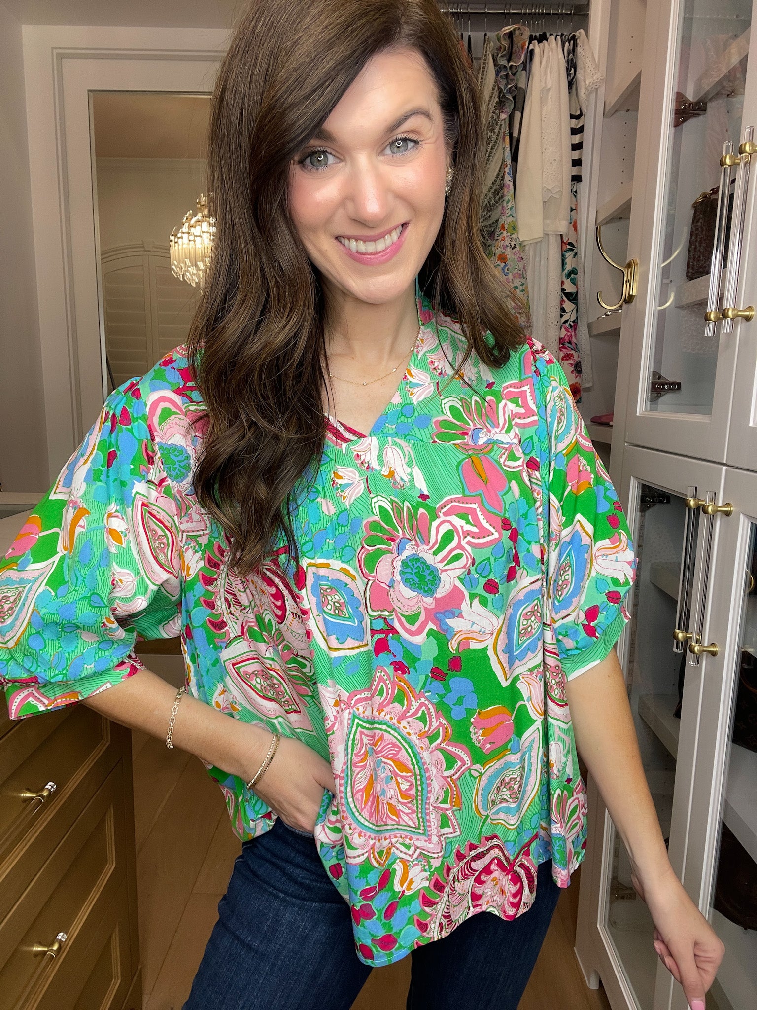 Breath of Fresh Air Top in Green Mix