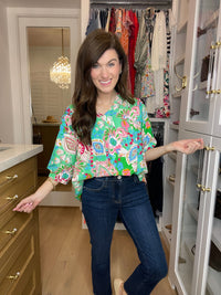 Breath of Fresh Air Top in Green Mix