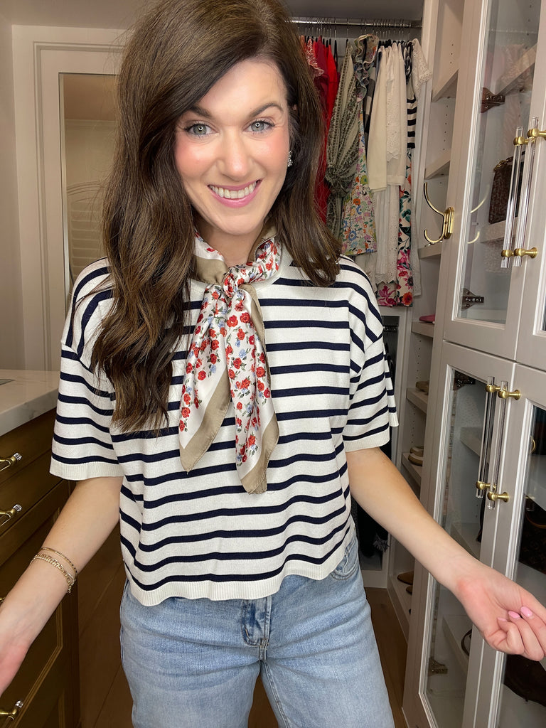 Running on Sunshine Cropped Knit Top in Navy