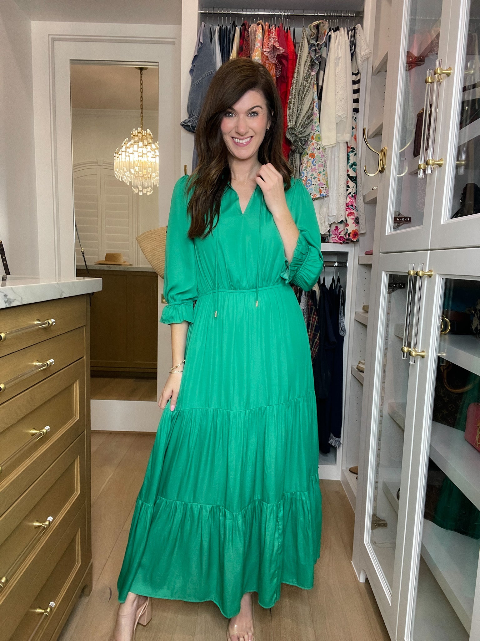 chinese dress ladies Skies Are Blue Emery Maxi Dress in Kelly Green – Belles and Whistles  Boutique