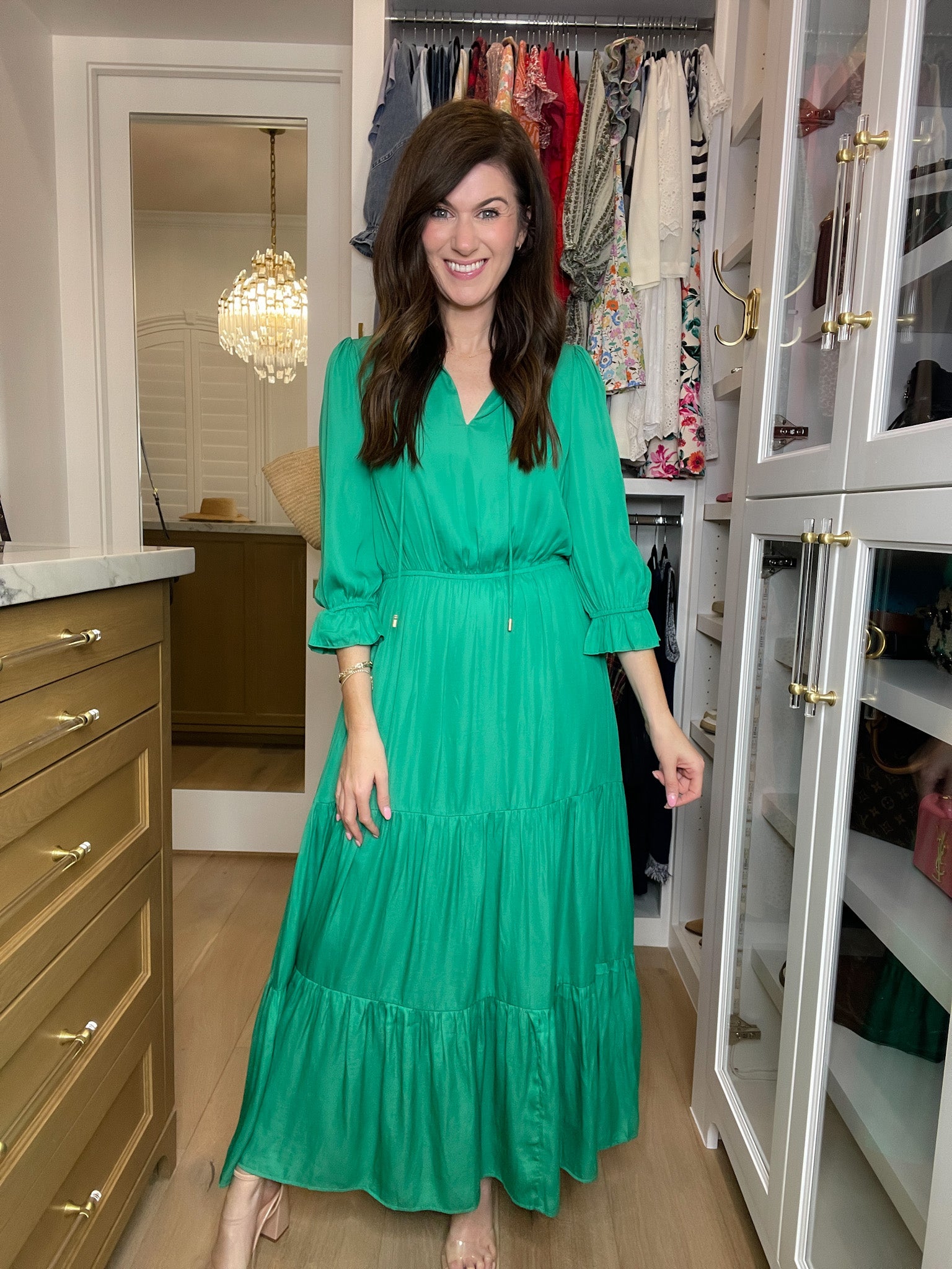 kelly green easter dress Harpor Satin Mini Dress in Kelly Green main image 0
