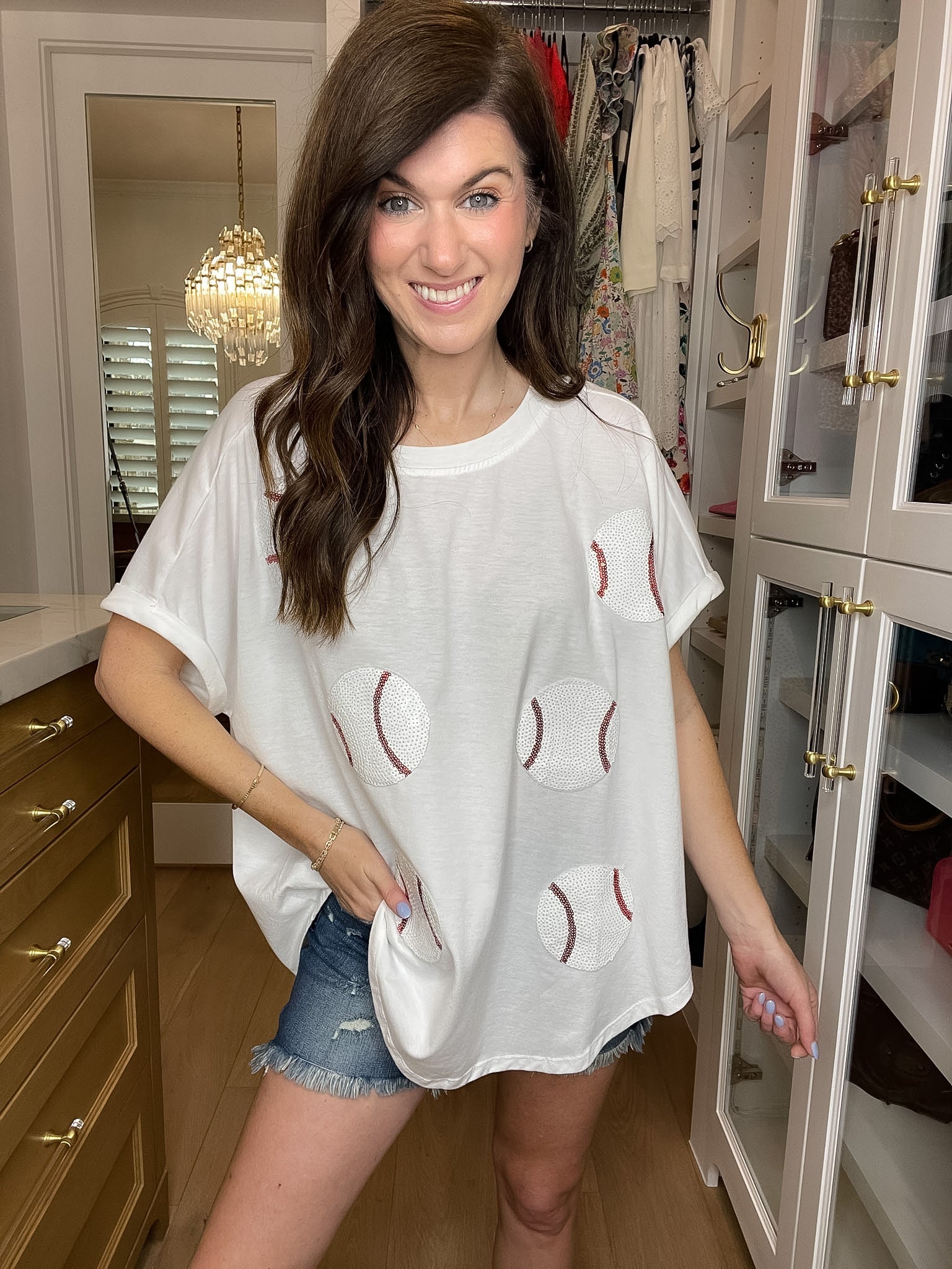 Grand Slam Sequin Baseball Tee