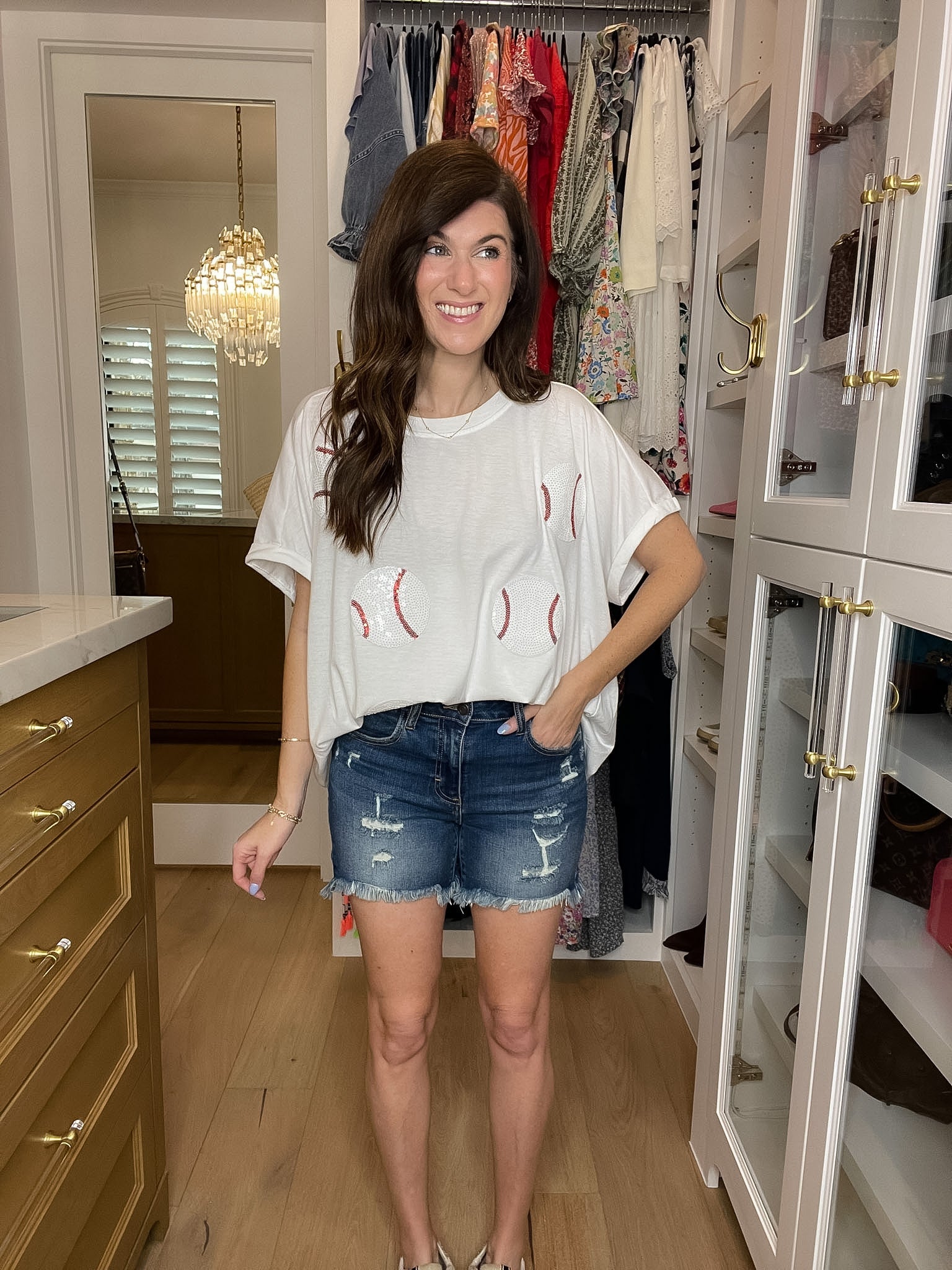 Grand Slam Sequin Baseball Tee