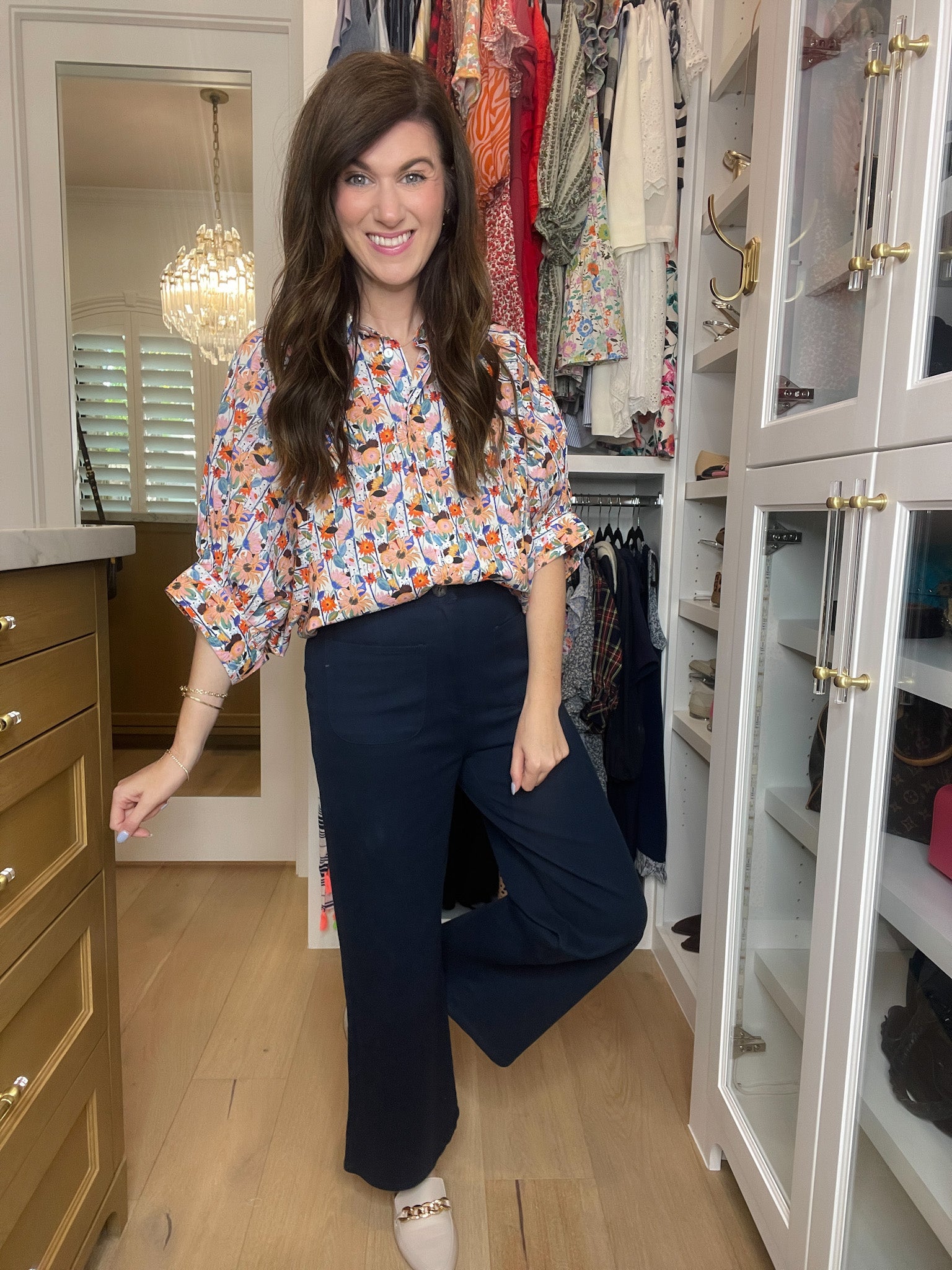 Lennon Patch Pocket Cropped Pants in Navy