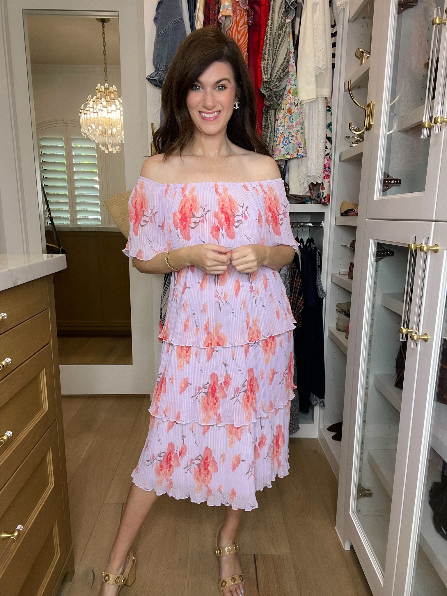 Lavender Fields Pleated Floral Midi Dress