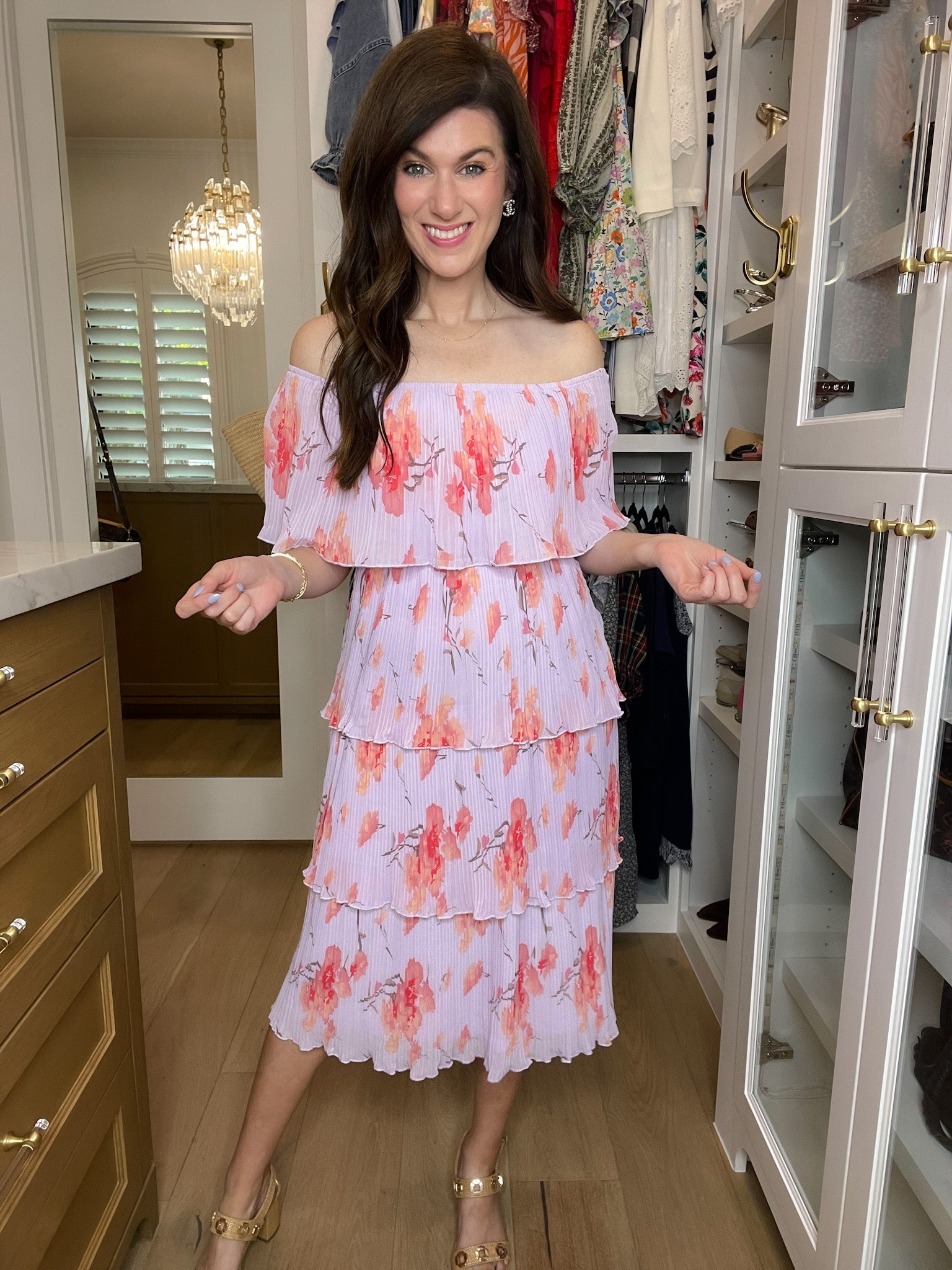 Lavender Fields Pleated Floral Midi Dress
