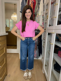 Vervet Ocean Eyes Cuffed Straight Leg Jeans