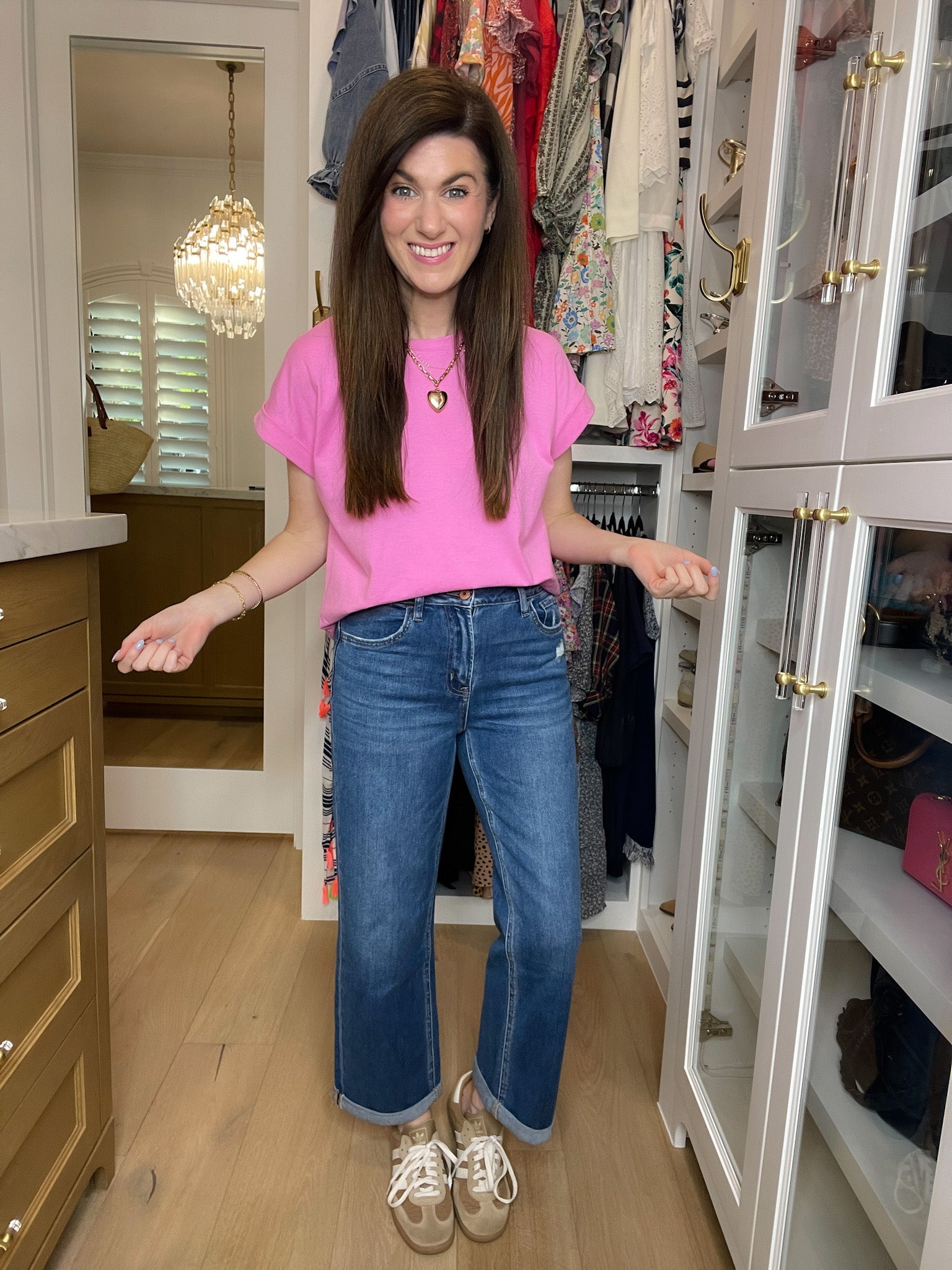 Vervet Ocean Eyes Cuffed Straight Leg Jeans