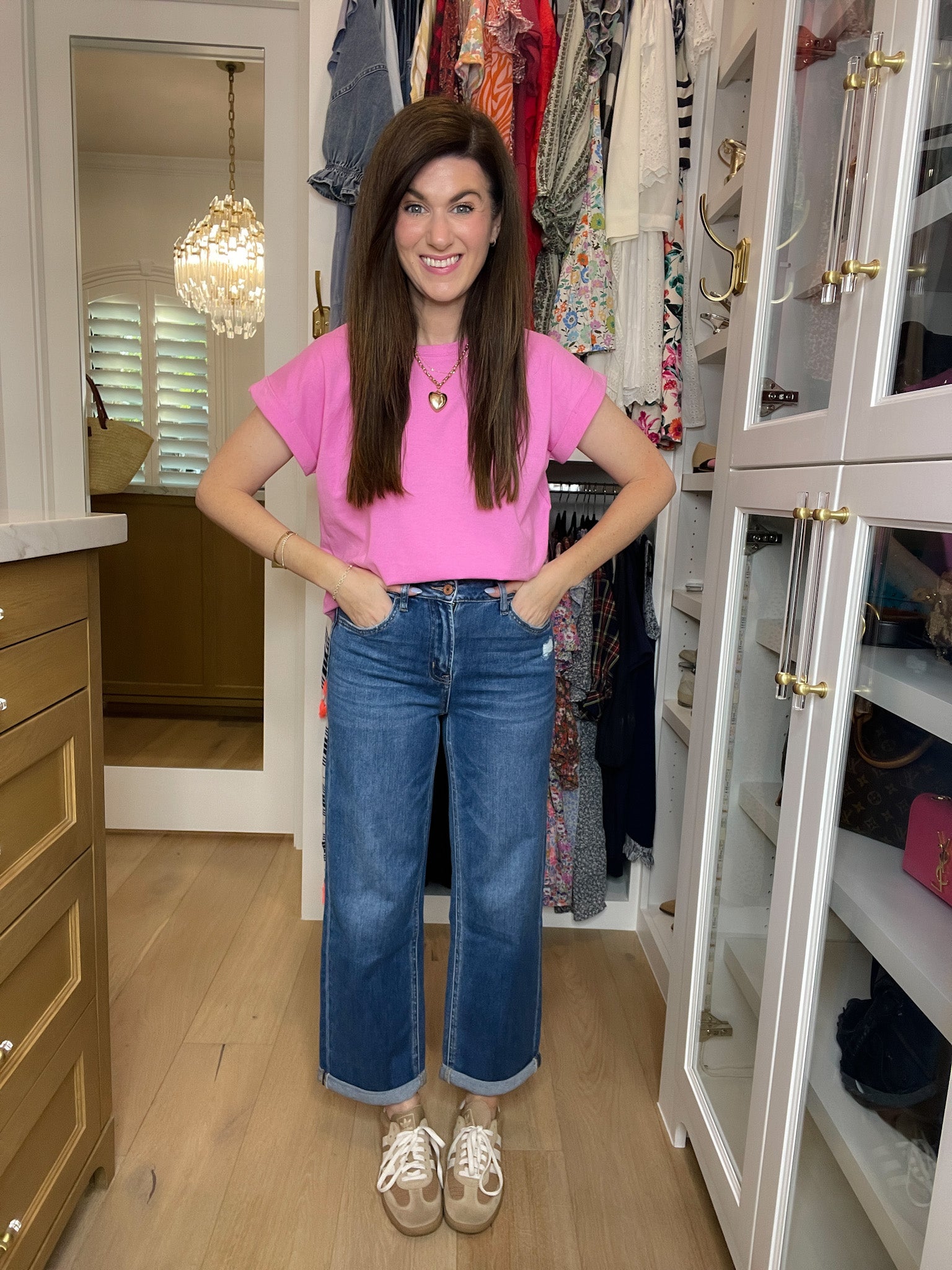 Vervet Ocean Eyes Cuffed Straight Leg Jeans