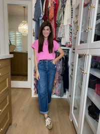 Vervet Ocean Eyes Cuffed Straight Leg Jeans