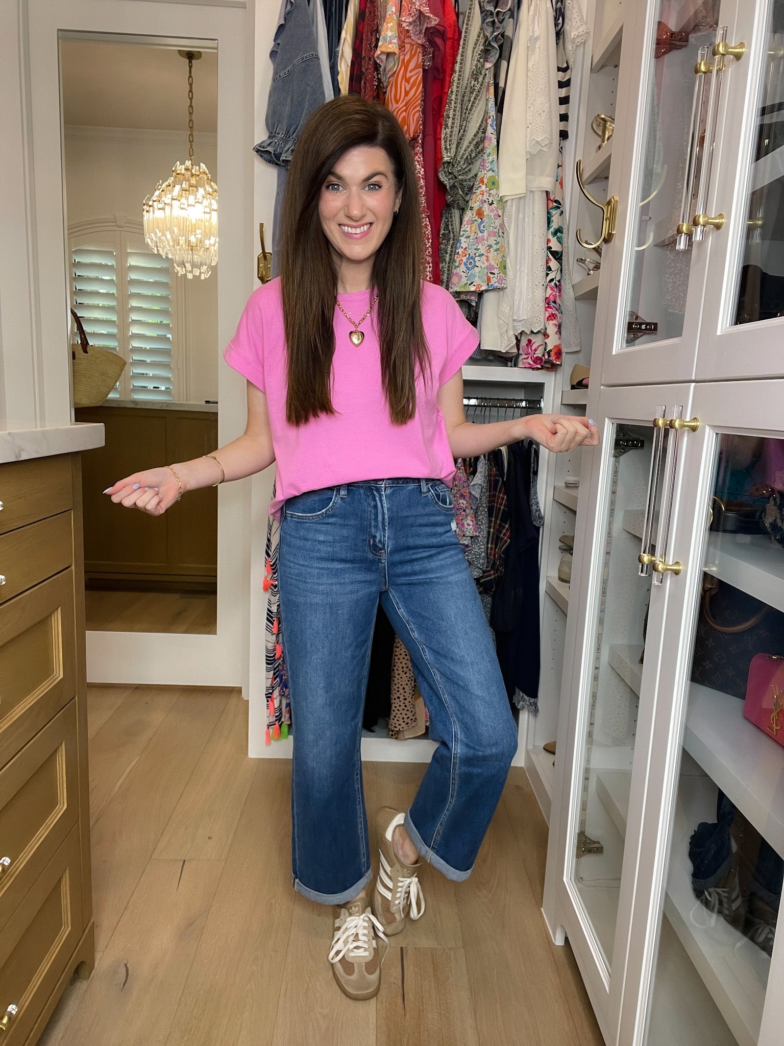 Vervet Ocean Eyes Cuffed Straight Leg Jeans