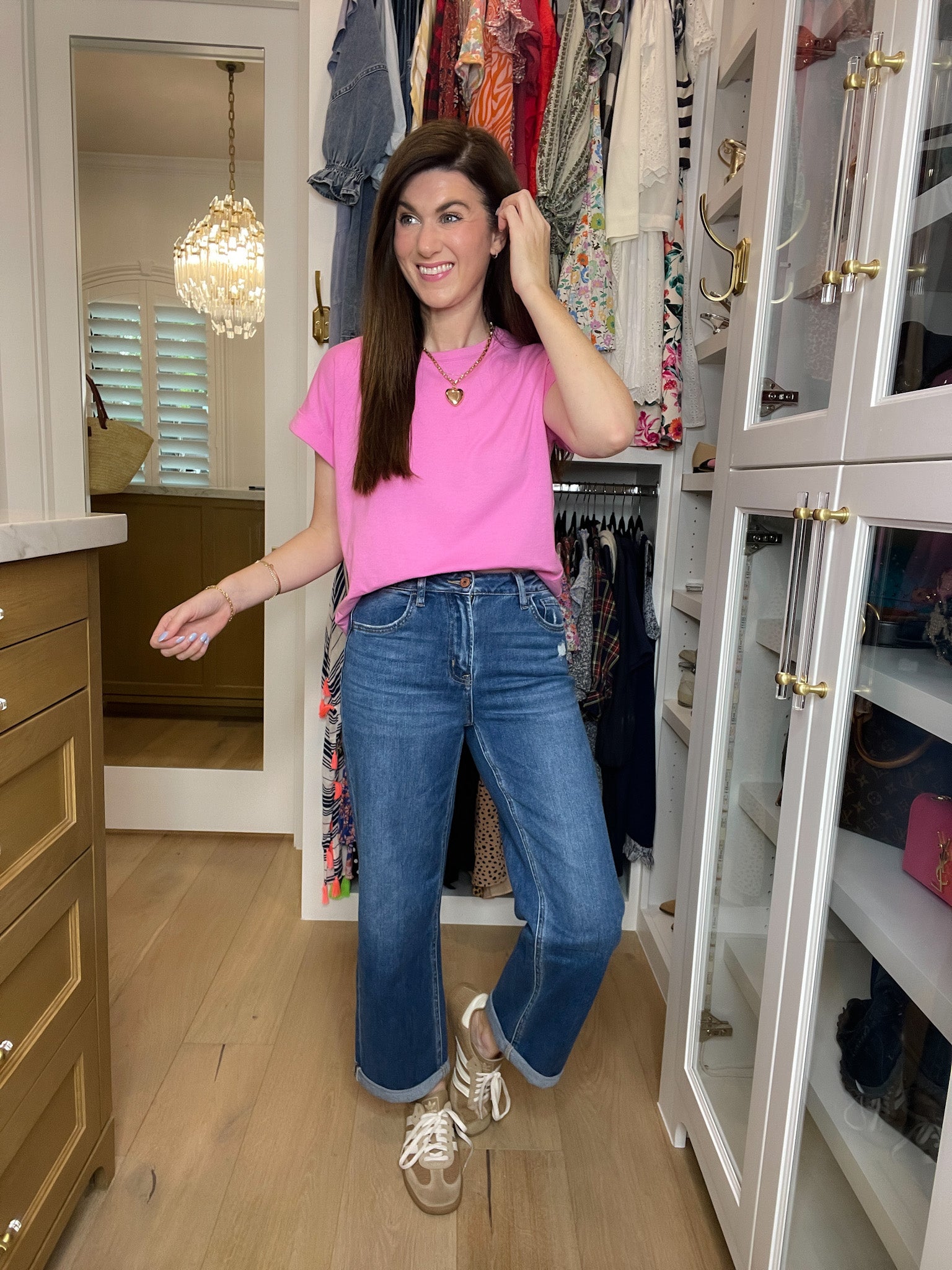 Vervet Ocean Eyes Cuffed Straight Leg Jeans