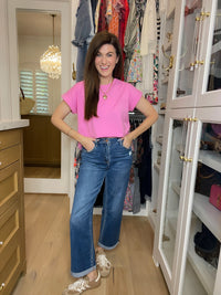 Vervet Ocean Eyes Cuffed Straight Leg Jeans