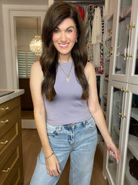 *BELLES & DOORBUSTER* Basic Cropped Layering Tank in Dark Lilac *Final Sale*