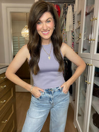 *BELLES & DOORBUSTER* Basic Cropped Layering Tank in Dark Lilac *Final Sale*