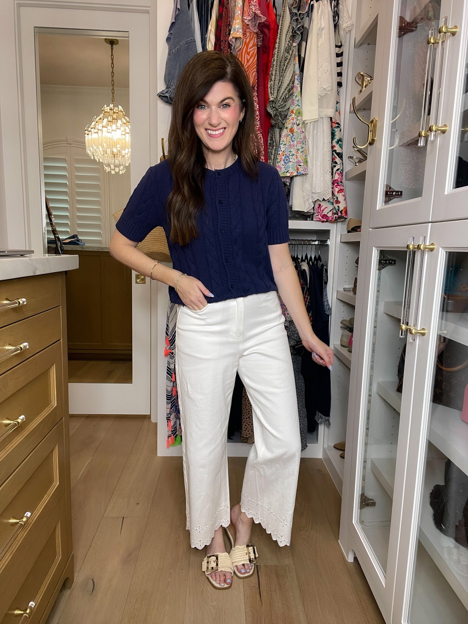 Colette Eyelet Cropped Jeans in White