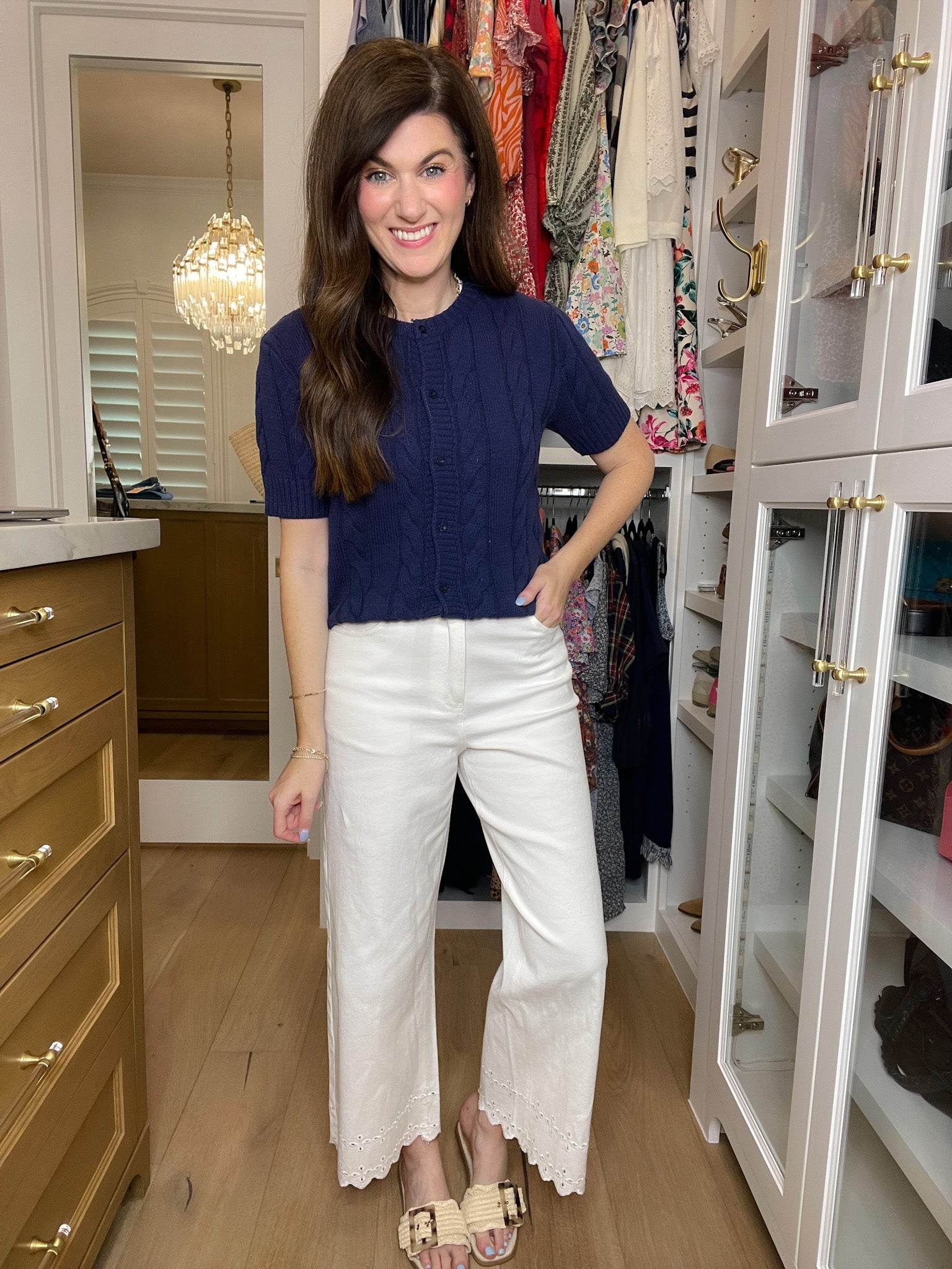 Colette Eyelet Cropped Jeans in White