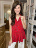 Gianna Ruffle Peplum Tank in Red