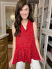 Gianna Ruffle Peplum Tank in Red