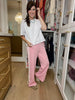 Fast Lane Bow Detail Track Pants in Pink