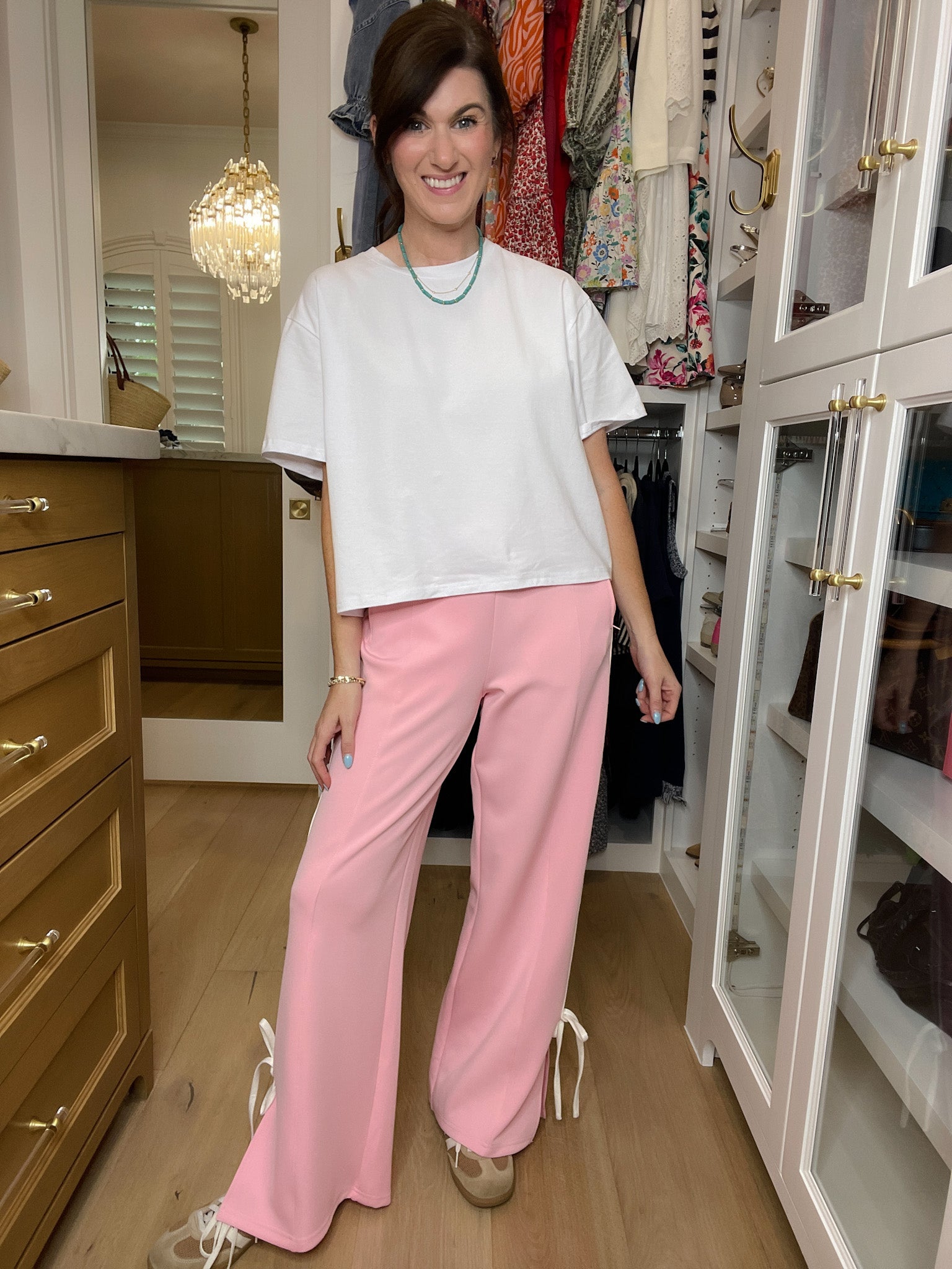 Fast Lane Bow Detail Track Pants in Pink