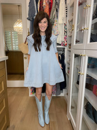 Mila Heart Stitch Cowboy Boots in Blue
