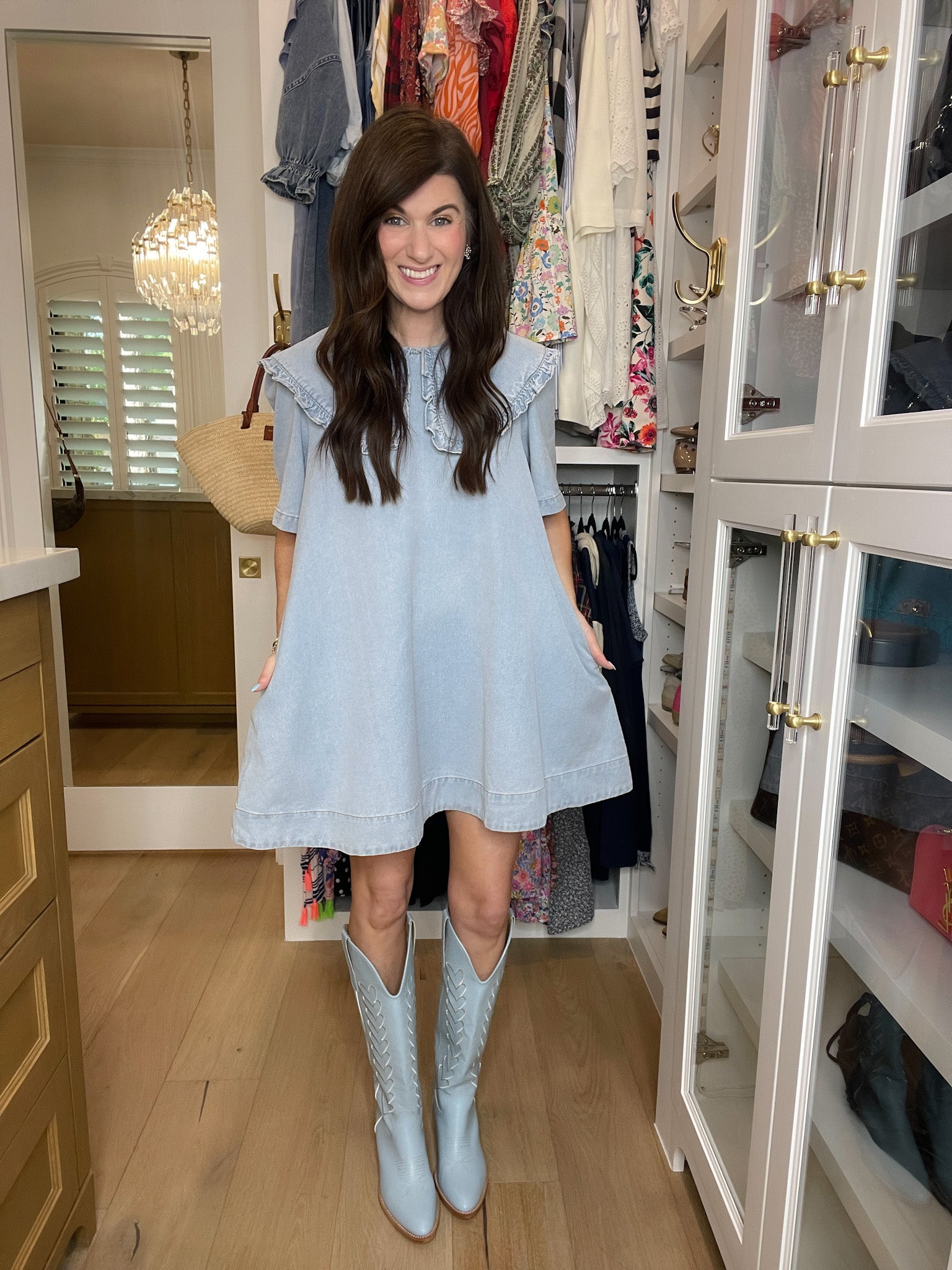 Mila Heart Stitch Cowboy Boots in Blue