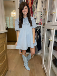 Mila Heart Stitch Cowboy Boots in Blue
