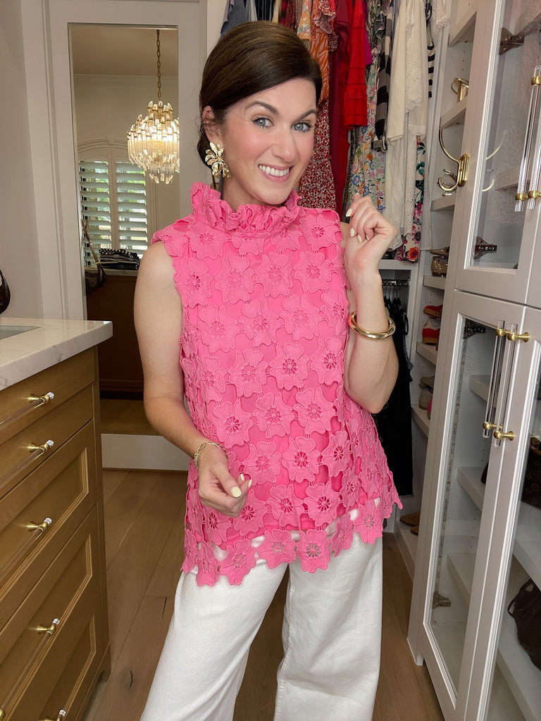 Tale as Old as Time Lace Tank in Pink