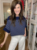Seabrook Stripe Short Sleeve Sweater in Navy