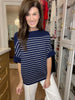 Seabrook Stripe Short Sleeve Sweater in Navy