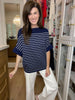 Seabrook Stripe Short Sleeve Sweater in Navy