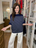 Seabrook Stripe Short Sleeve Sweater in Navy