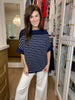 Seabrook Stripe Short Sleeve Sweater in Navy