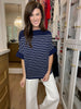 Seabrook Stripe Short Sleeve Sweater in Navy