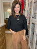 Flirty Flair Batwing Sleeve Top in Black