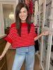 Seabrook Stripe Short Sleeve Sweater in Red