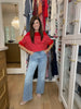 Seabrook Stripe Short Sleeve Sweater in Red