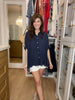 Seaside Blues Linen Button Down in Navy