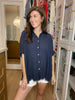 Seaside Blues Linen Button Down in Navy