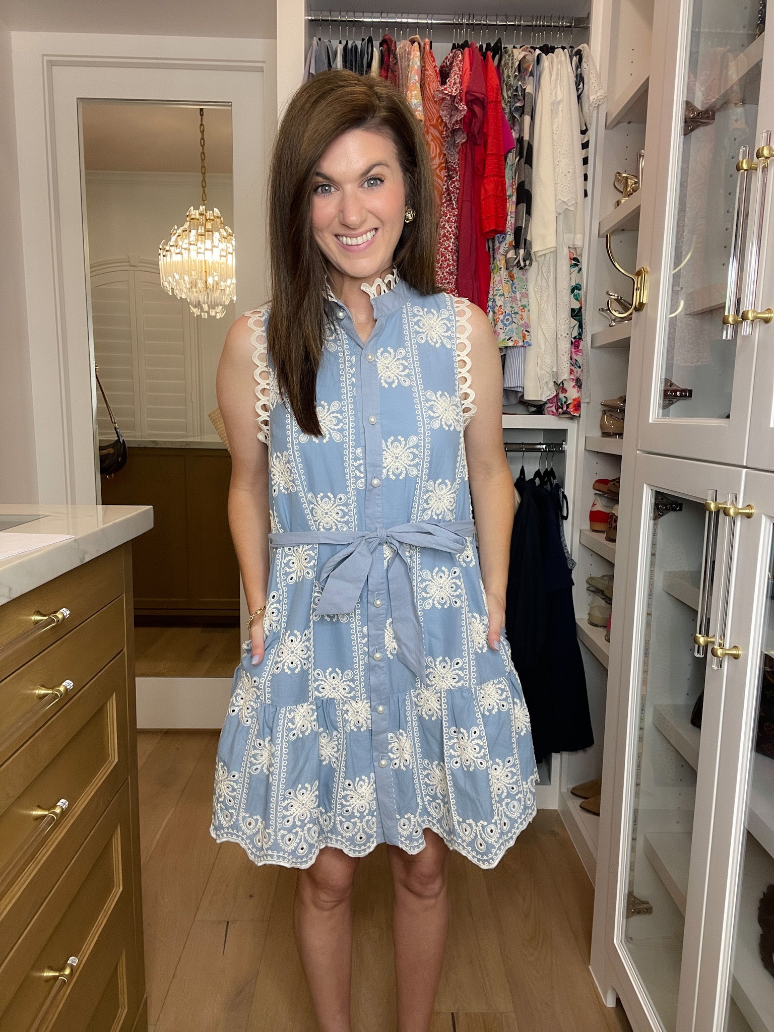 Sunlit Shoreline Embroidered Dress