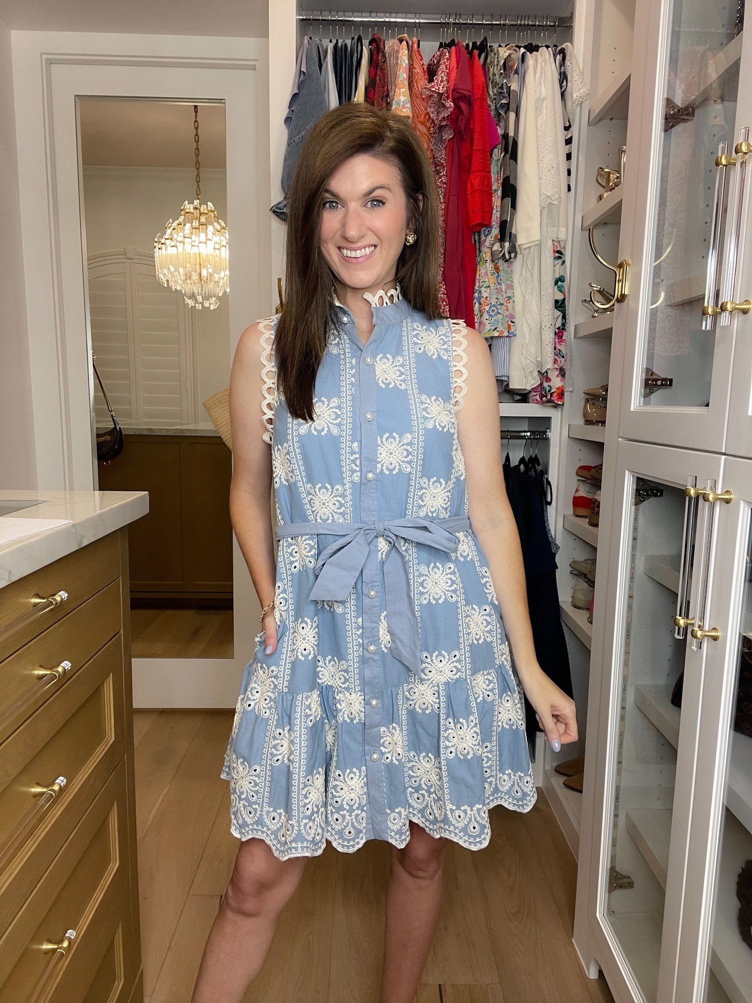 Sunlit Shoreline Embroidered Dress