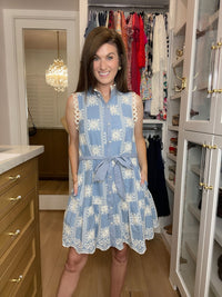 Sunlit Shoreline Embroidered Dress