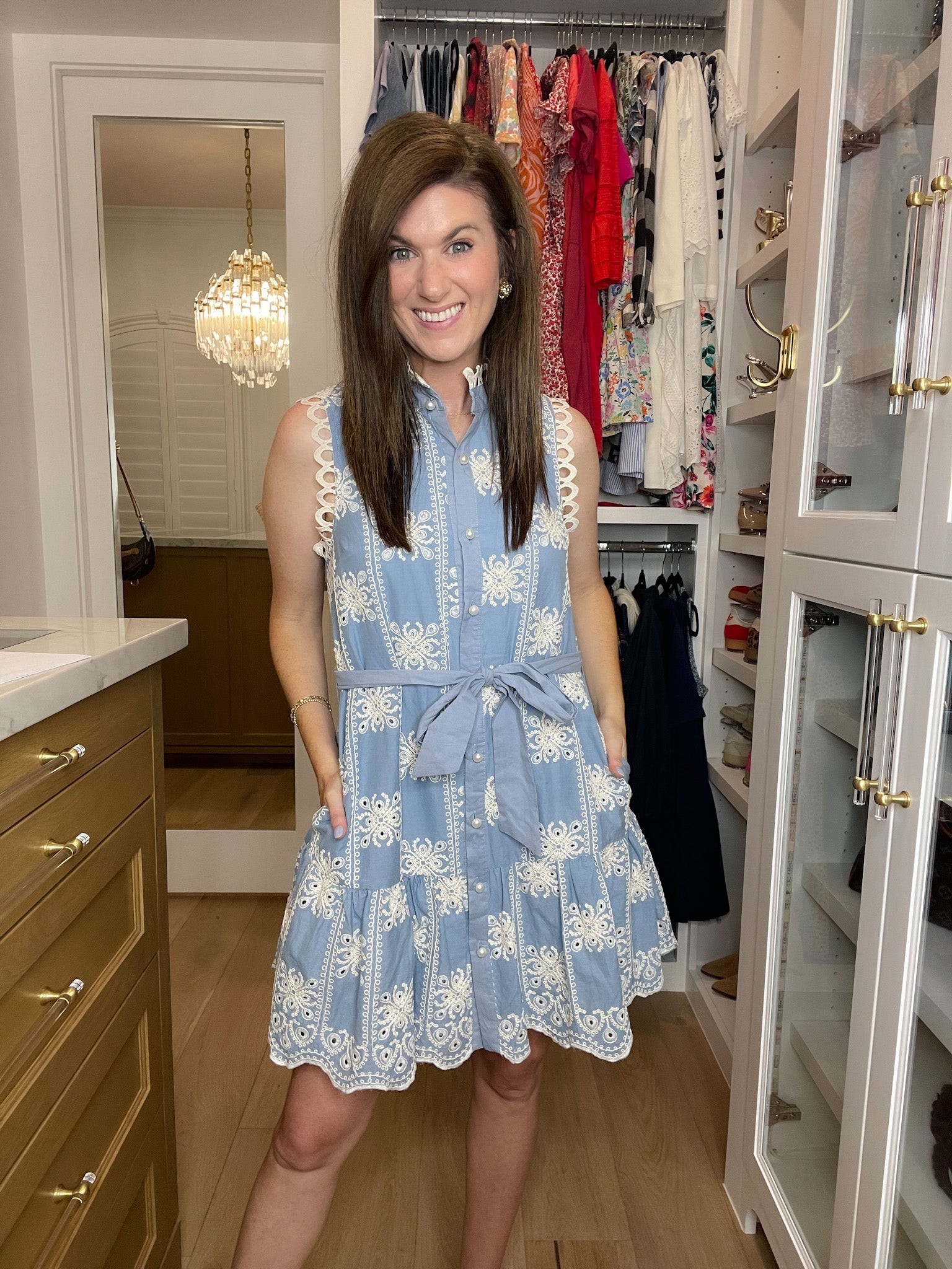 Sunlit Shoreline Embroidered Dress