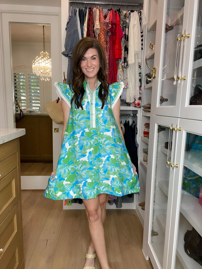 Aqua Blooms Dress