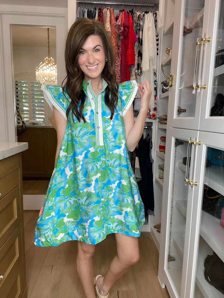 Aqua Blooms Dress