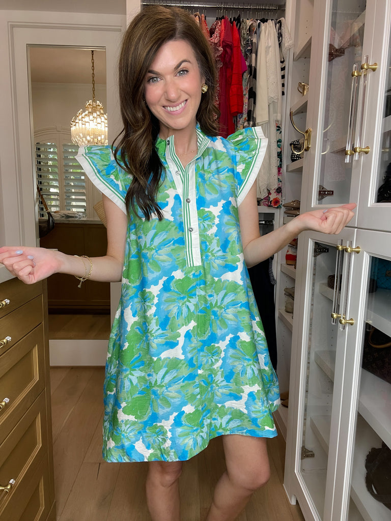 Aqua Blooms Dress
