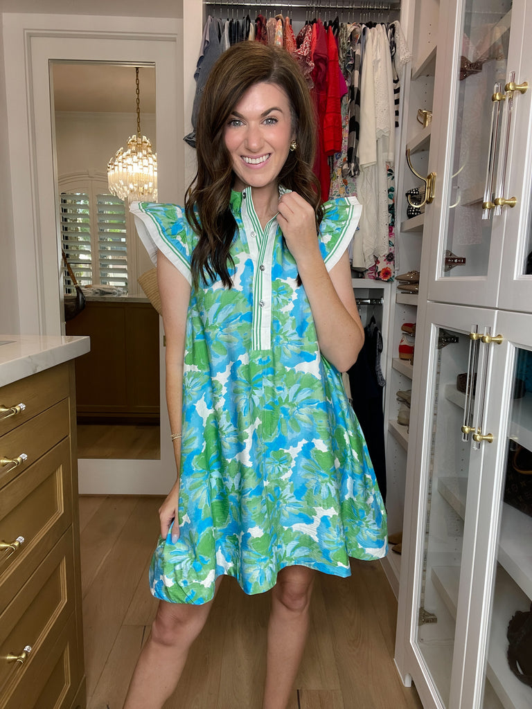 Aqua Blooms Dress