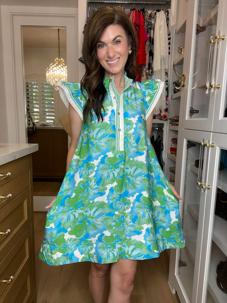 Aqua Blooms Dress